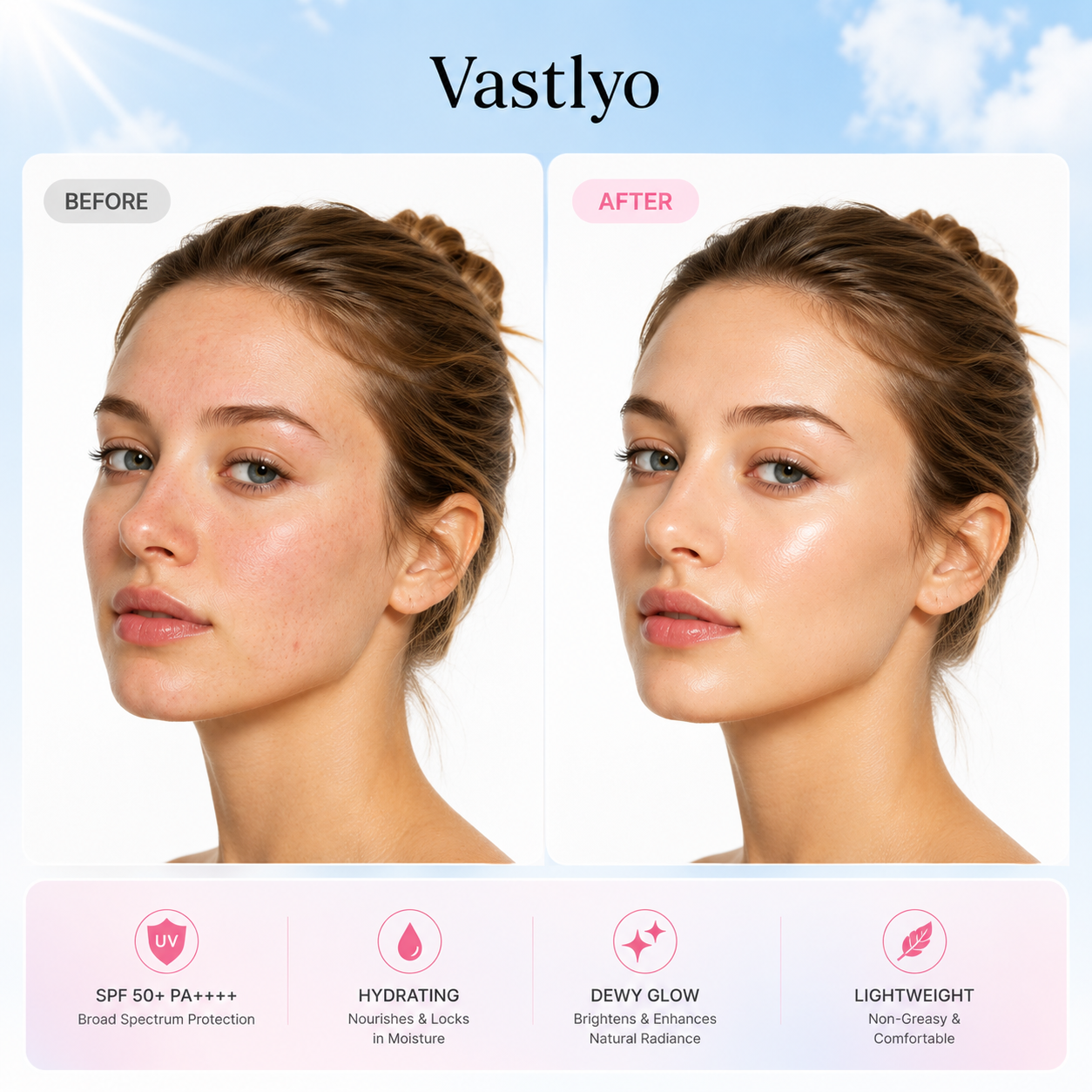 [NEW] [Vastlyo] No Cast Just Dew PDRN Hydrating UV Sun Serum | Daily Lightweight Sunscreen SPF 50 | PDRN, Panthenol, Centella| Gentle Moisturizing Suncare For Daily Use for All Skin Types (50ml)