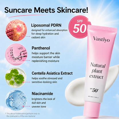 [NEW] [Vastlyo] No Cast Just Dew PDRN Hydrating UV Sun Serum | Daily Lightweight Sunscreen SPF 50 | PDRN, Panthenol, Centella| Gentle Moisturizing Suncare For Daily Use for All Skin Types (50ml)