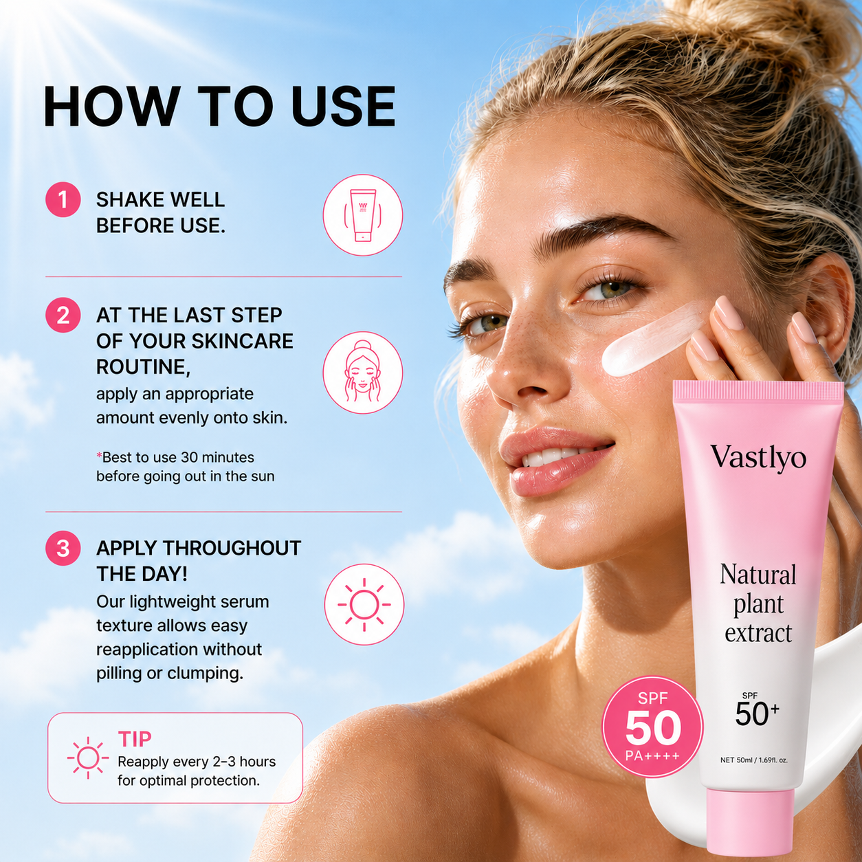 [NEW] [Vastlyo] No Cast Just Dew PDRN Hydrating UV Sun Serum | Daily Lightweight Sunscreen SPF 50 | PDRN, Panthenol, Centella| Gentle Moisturizing Suncare For Daily Use for All Skin Types (50ml)