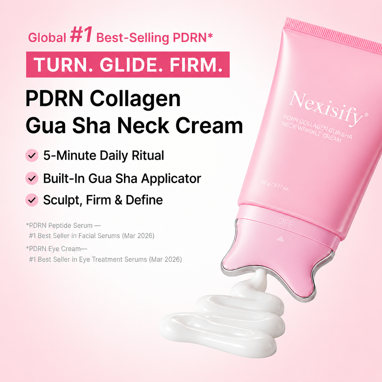🦢 Neck Wrinkle Eraser Cream with Built-In Gua Sha Massager 5% Anemarrhena Root Complex + PDRN | Korean Skincare