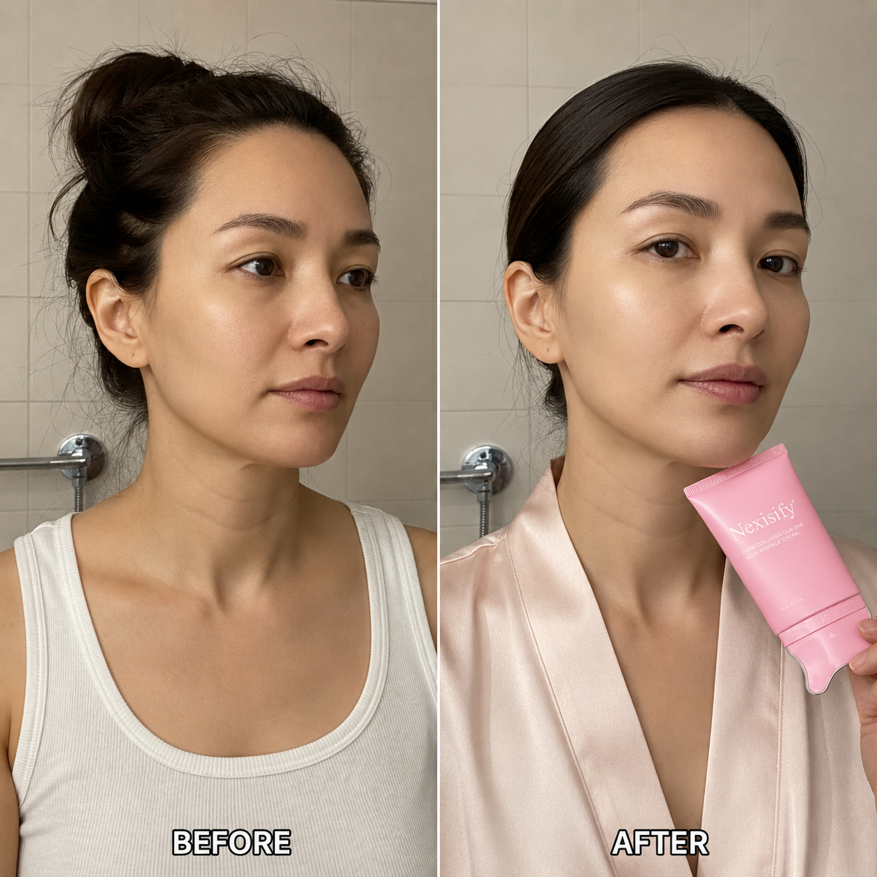 🦢 Neck Wrinkle Eraser Cream with Built-In Gua Sha Massager 5% Anemarrhena Root Complex + PDRN | Korean Skincare